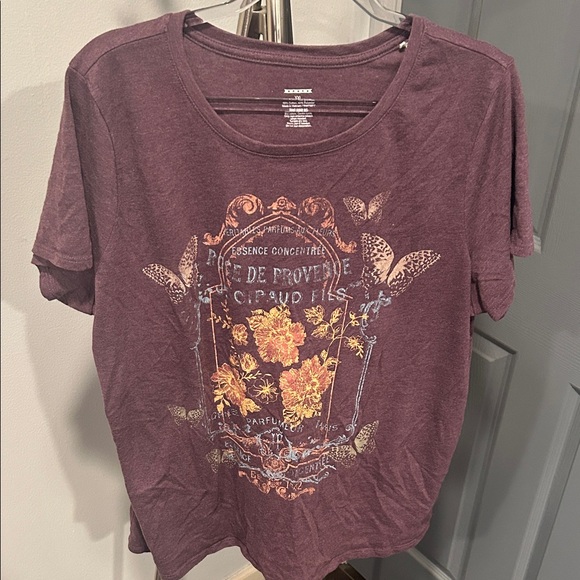 Sonoma /Khol’s Purple/brown Graphic Tee with Floral Design - Picture 2 of 5